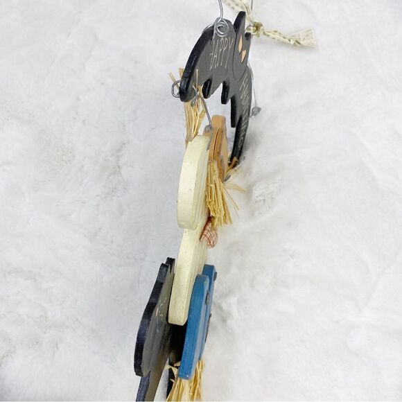 Wooden Scarecrow Black Cat Halloween Wall Hanging Decor - Picture 6 of 7